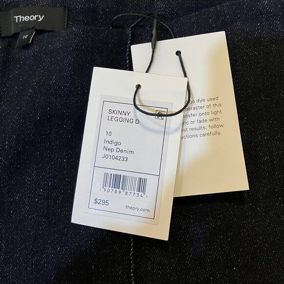 NWT Theory Indigo Nep Denim Skinny Leggings size 10 (Retail $295) - Picture 3 of 7